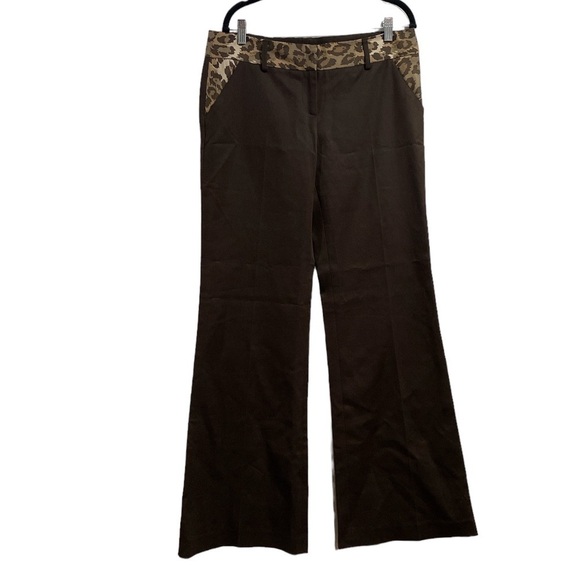 Diane Von Furstenberg Pants - Diane Von Furstenberg pants trousers slacks NEW silk trim brown wide leg size 10